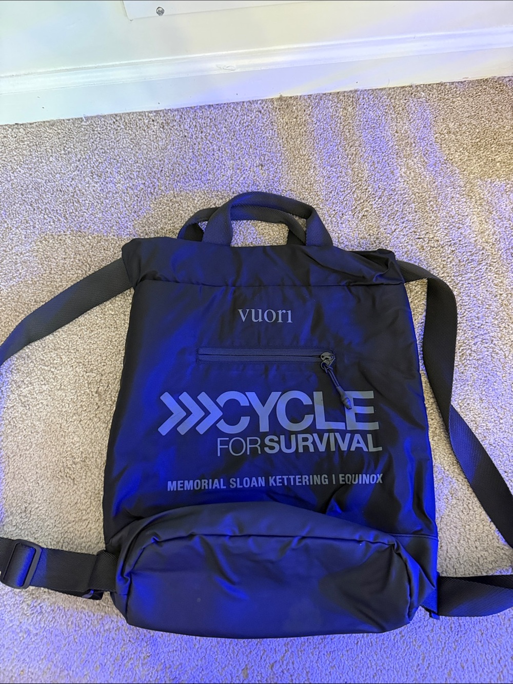 Vuori Black Cycle For Survival Backpack with Logo